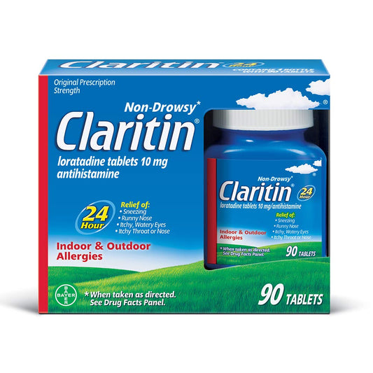 LOT OF 2 Claritin Indoor/Outdoor 24 Hour Non Drowsy Allergy, 90 Count 02/2021