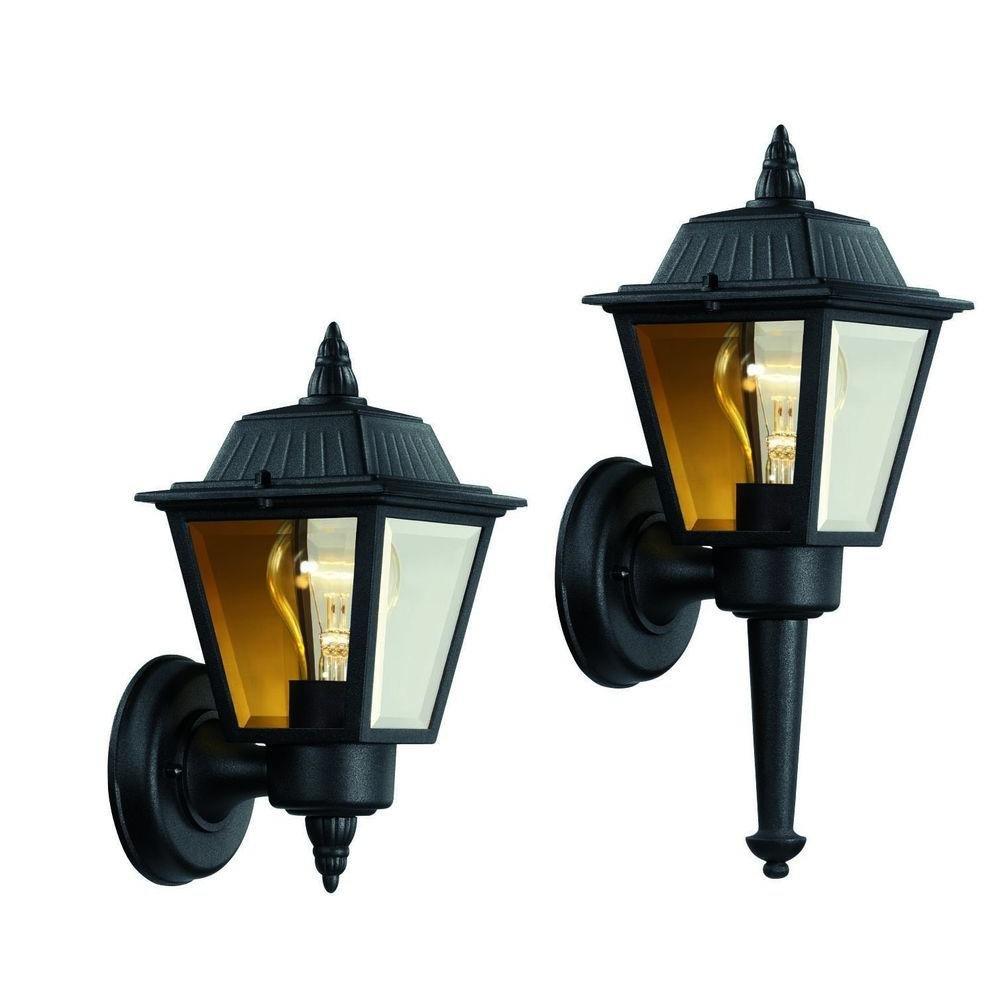 1-Light Black Outdoor Wall Mount Lantern