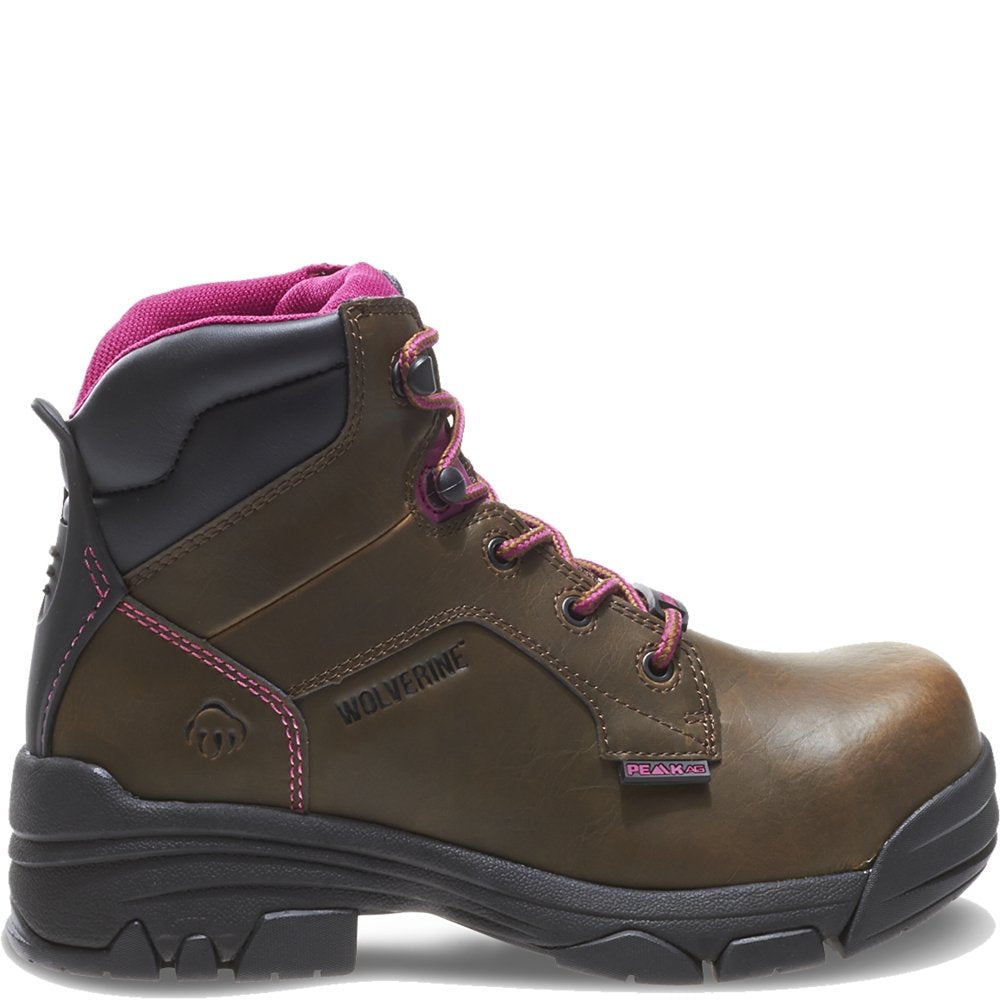 Wolverine Merlin Waterproof Composite-Toe 6" Work Boot Women 6.5 Brown