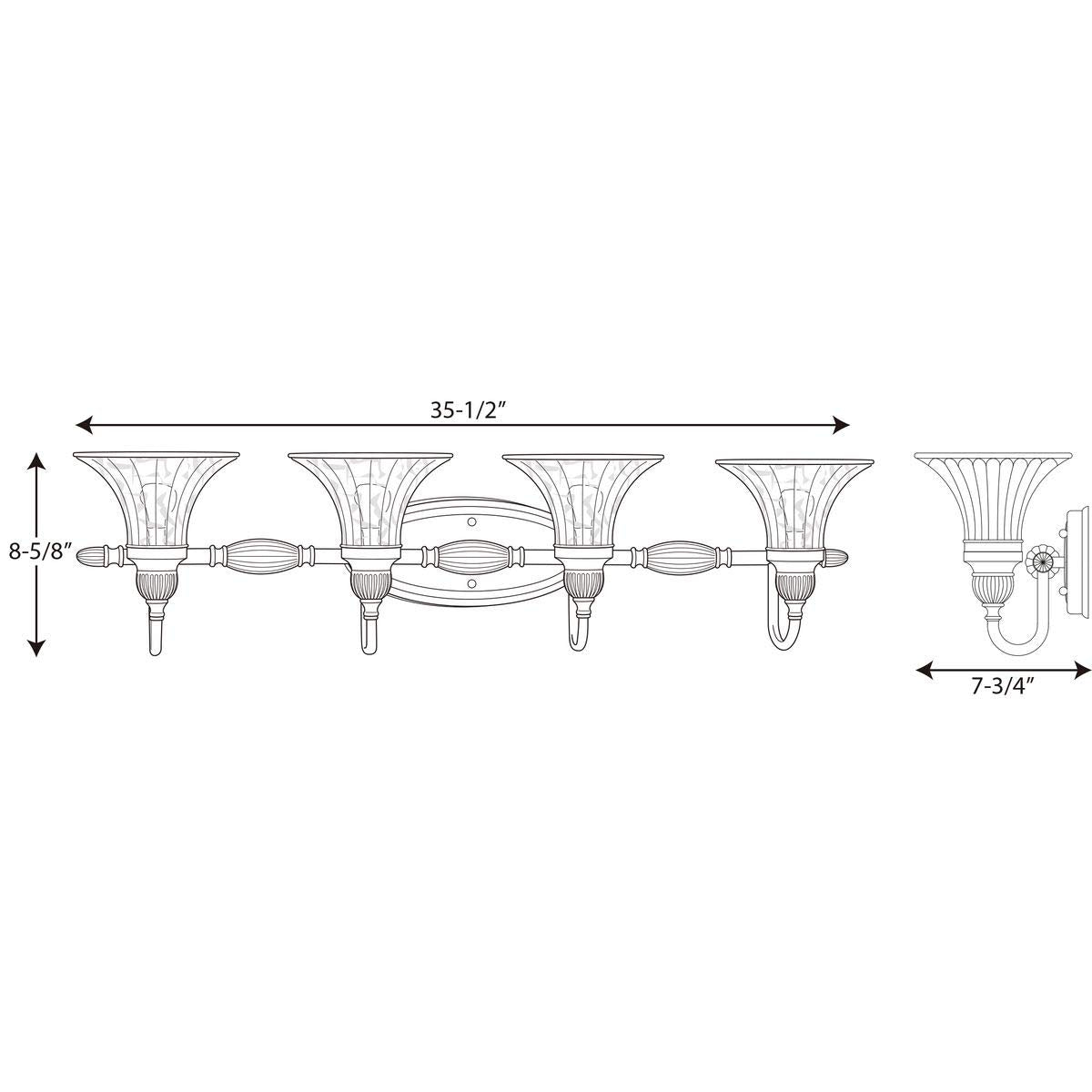 Progress Lighting P2728-101 4-Light Roxbury Bath Bracket, Classic Silver