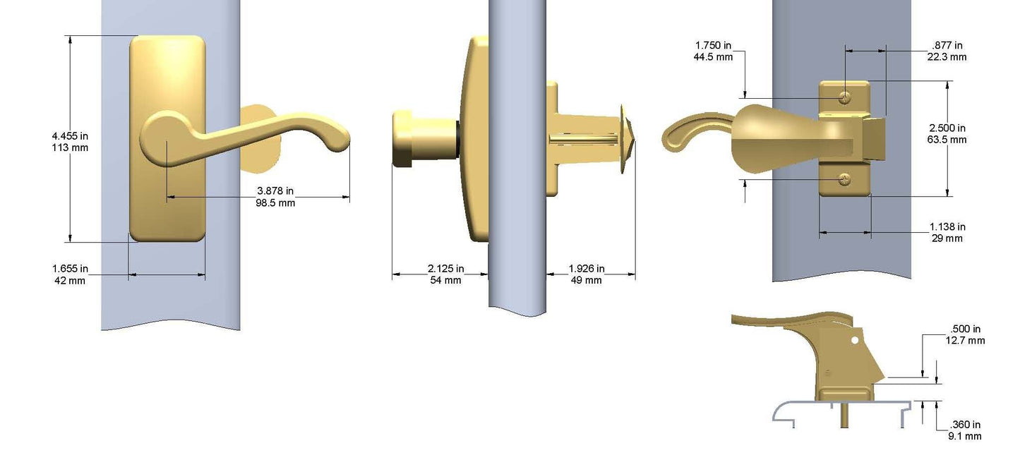 Ideal Security Inc. SKGLWAB GL Lever Set for Storm and Screen Doors A A Touch of Class, Easy to Install, 2-Piece, Antique Brass