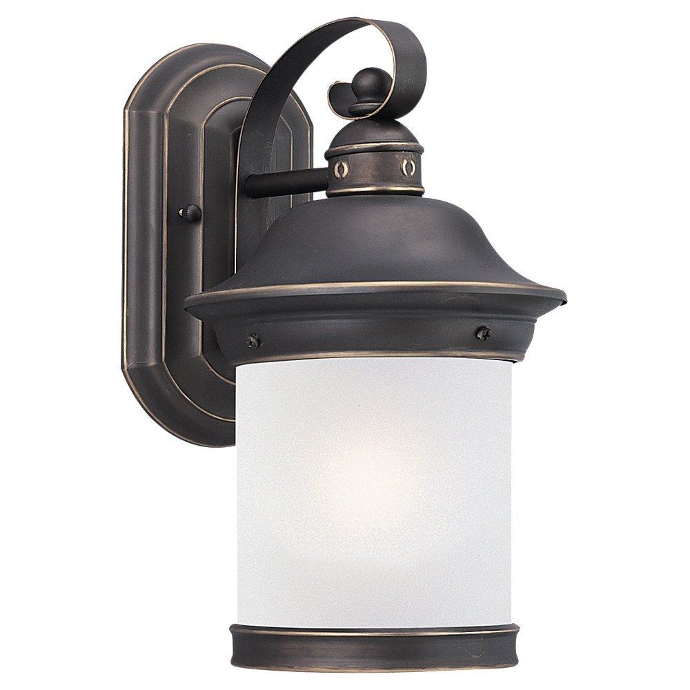 Sea Gull Lighting 89181BLE-71 Hermitage - One Light Outdoor Wall Sconce, Antique Bronze Finish with Frosted Glass