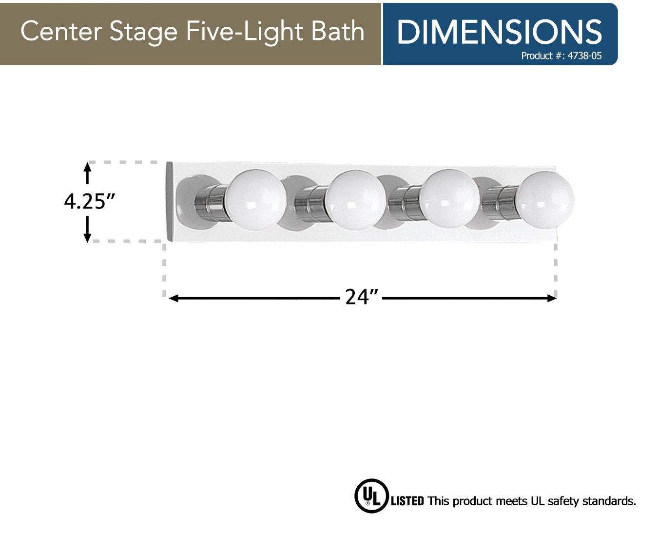 Sea Gull Lighting 4738-05 Center Stage Bathroom Light, Chrome