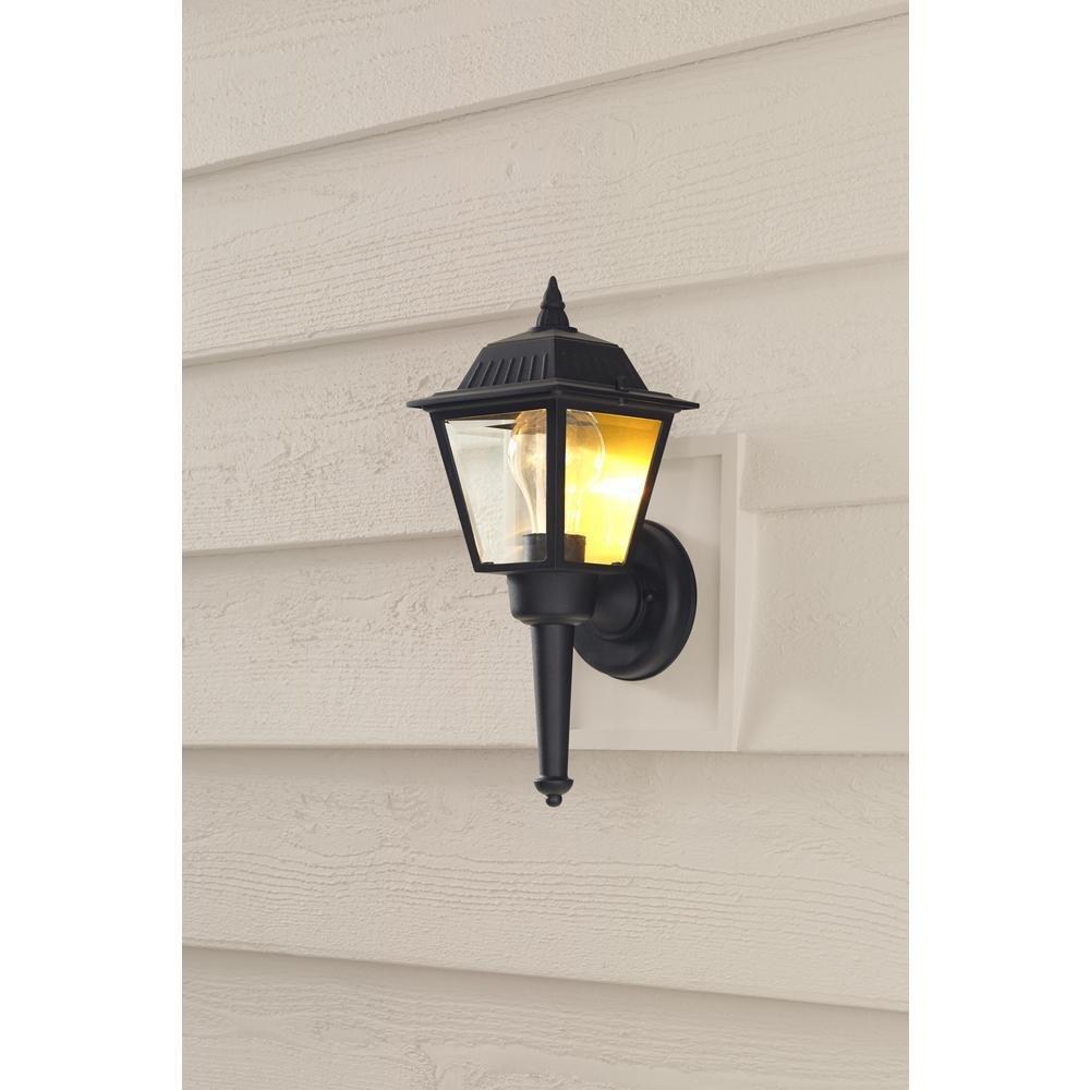 1-Light Black Outdoor Wall Mount Lantern