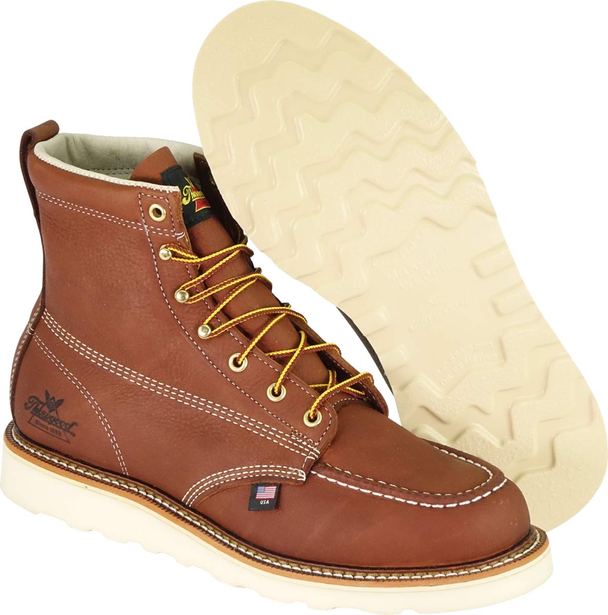 Thorogood 804-4200 Men's American Heritage 6" Moc Toe, MAXwear Wedge Safety Boot, Tobacco Oil-Tanned - 9 2E US