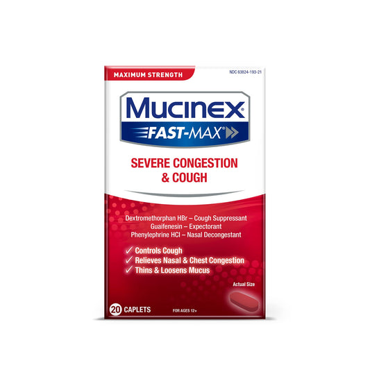 Mucinex Fast-Max Adult Severe Congestion & Cough, 20ct EXP 7/23 DAMAGED BOX