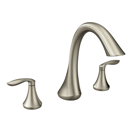 Moen T943BN Eva Two-Handle High-Arc Roman Tub Faucet without Valve, Brushed Nickel