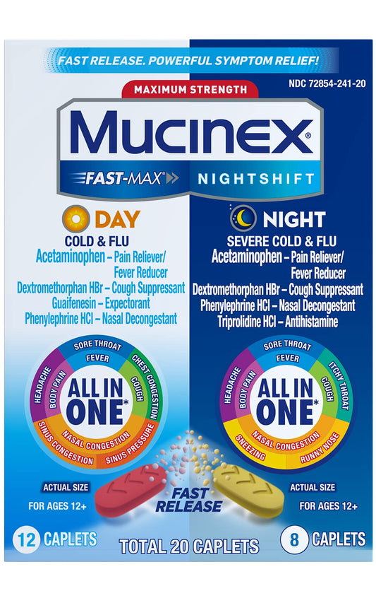 Mucinex Maximum Strength Fast-Max Day & Night 20 Ct. Exp: 8/23