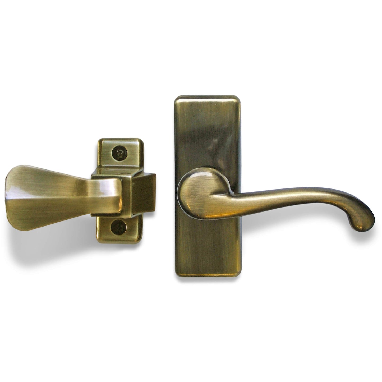 Ideal Security Inc. SKGLWAB GL Lever Set for Storm and Screen Doors A A Touch of Class, Easy to Install, 2-Piece, Antique Brass