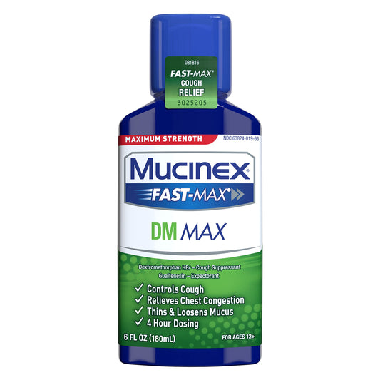 Mucinex Fast-Max DM Max Liquid, 6 fl. oz. Exp 6/2024 Damaged Label