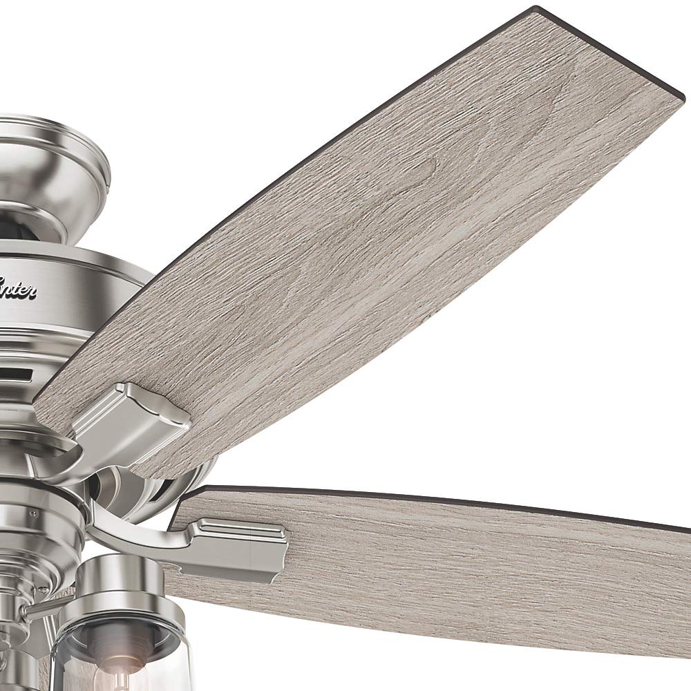 Hunter Indoor Ceiling Fan, with remote control - Bennett 52 inch, Brushed Nickel, 54190