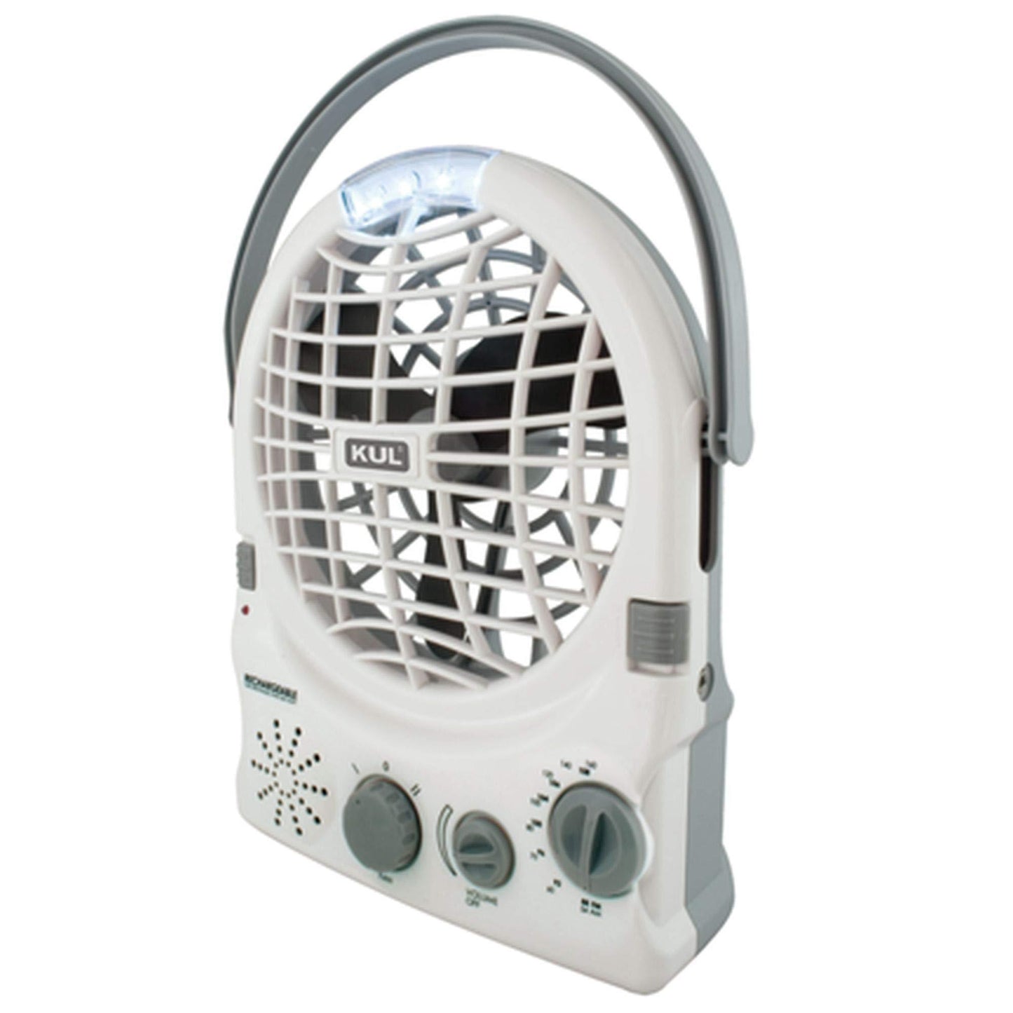 KUL  White AM/FM Radio Fan, 6-Inch, 2-Speed