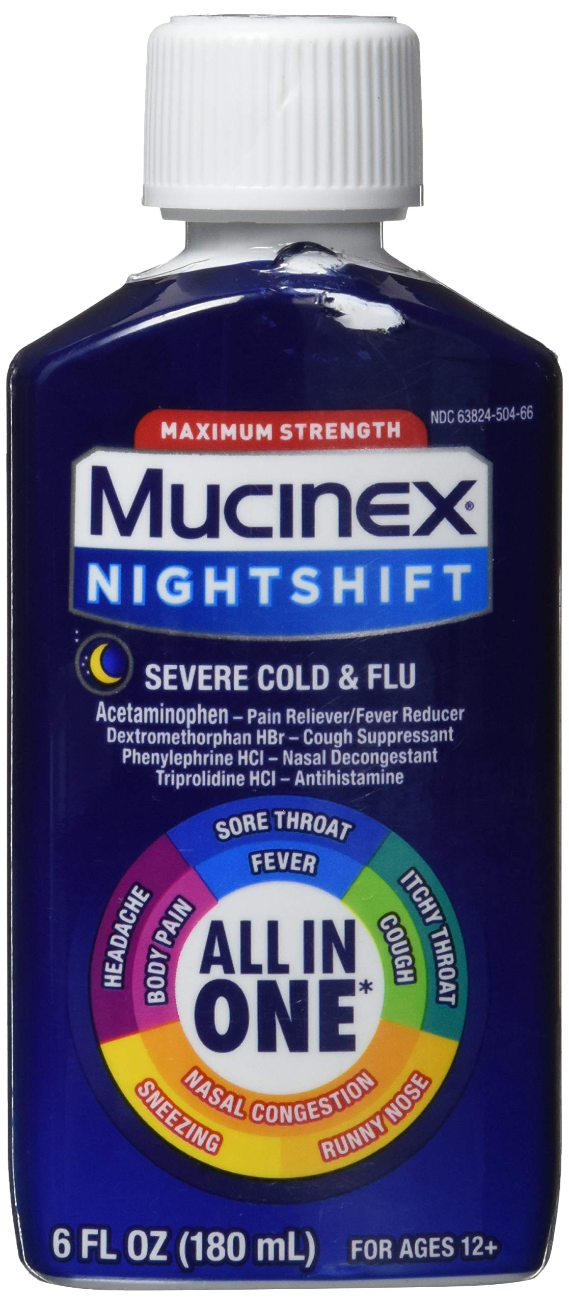 Mucinex Nightshift Severe Cold & Flu, 6 Fl Oz EXP 9/2023