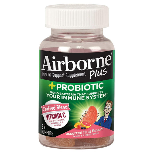 2 Airborne + Probiotic Assorted Fruit 27 Gummies Each EXP 12/22 New Sealed