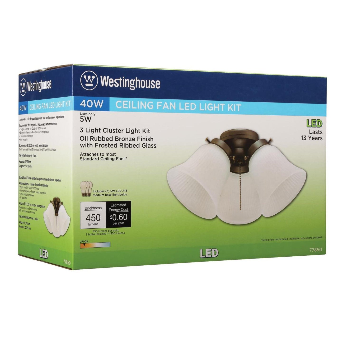 Westinghouse 3-Light LED Cluster Ceiling Fan Light Kit Oil Rubbed Bronze