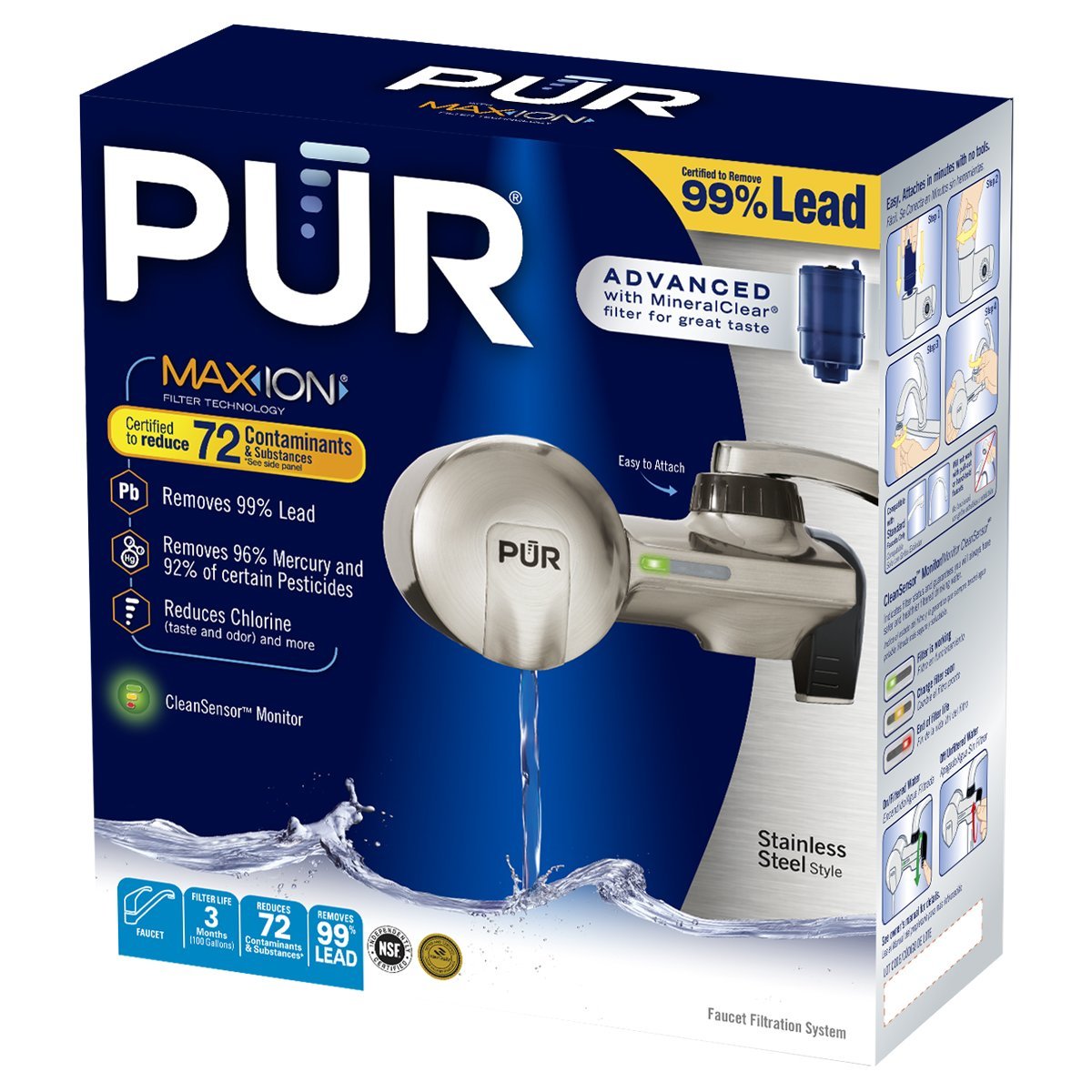 PUR PFM450S Stainless Steel Style Horizontal FM with1 MineralClear Filter