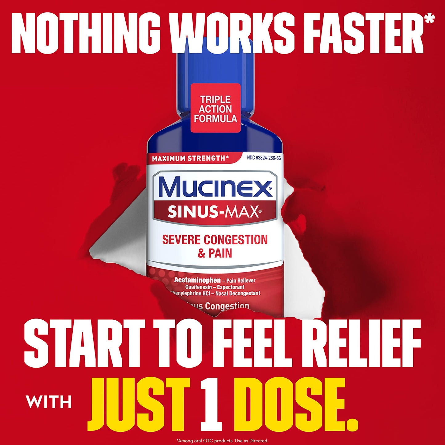 Mucinex Sinus-Max Adult Liquid Severe Congestion , 6 oz EXP 7/23 Damaged Label