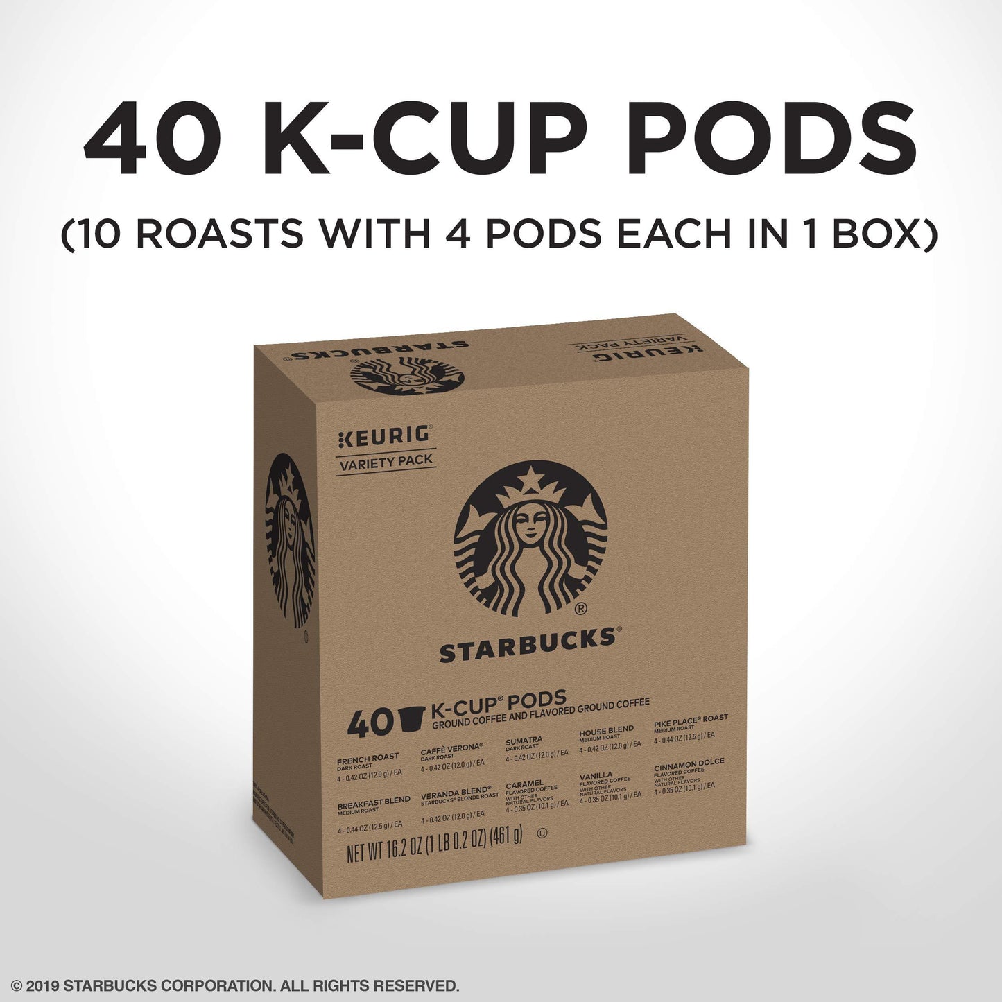 Starbucks Starter Kit K-Cup Variety Pack for Keurig Brewers 40 K-Cup Pods 10/19