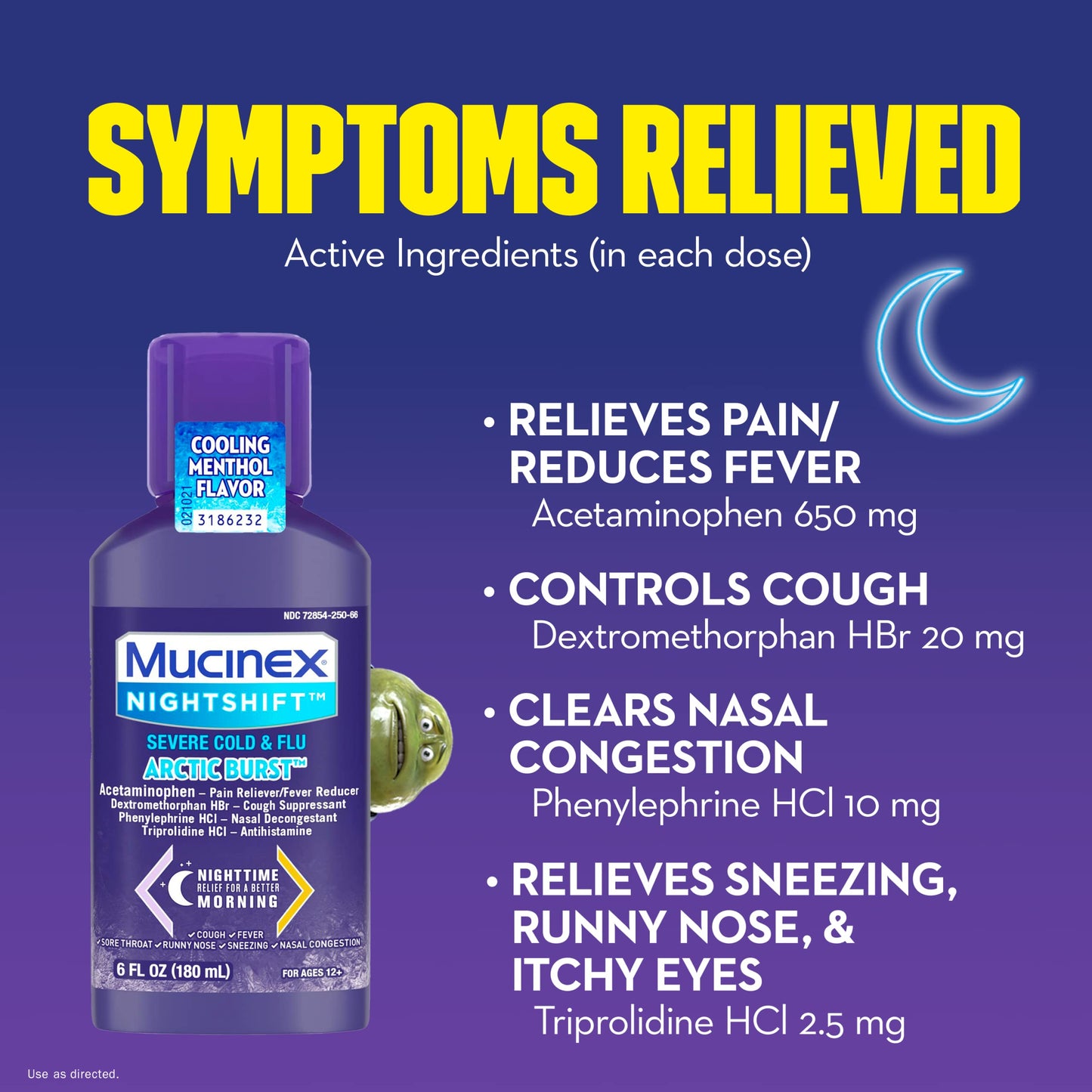 3 - 6oz Mucinex Nightshift Severe Cold & Flu Artic Burst 6oz Exp 9/2023