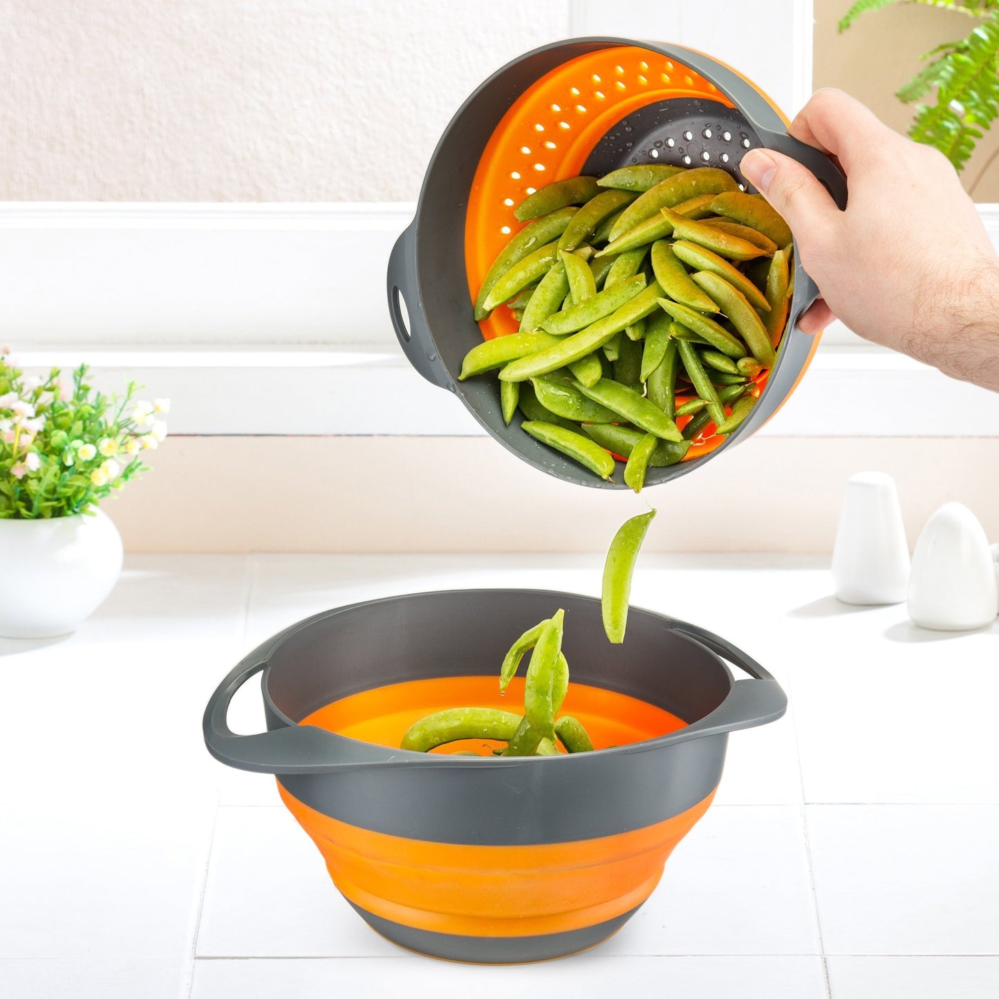 Kitchen Maestro, Collapsible Silicone Strainer and Mixing Bowl Set. Includes 9..