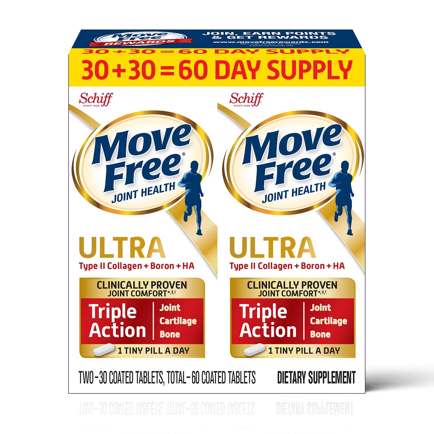 Move Free Ultra Triple Action, 60ct (2x30ct Twin Pack) - Joint Health Suppleme..