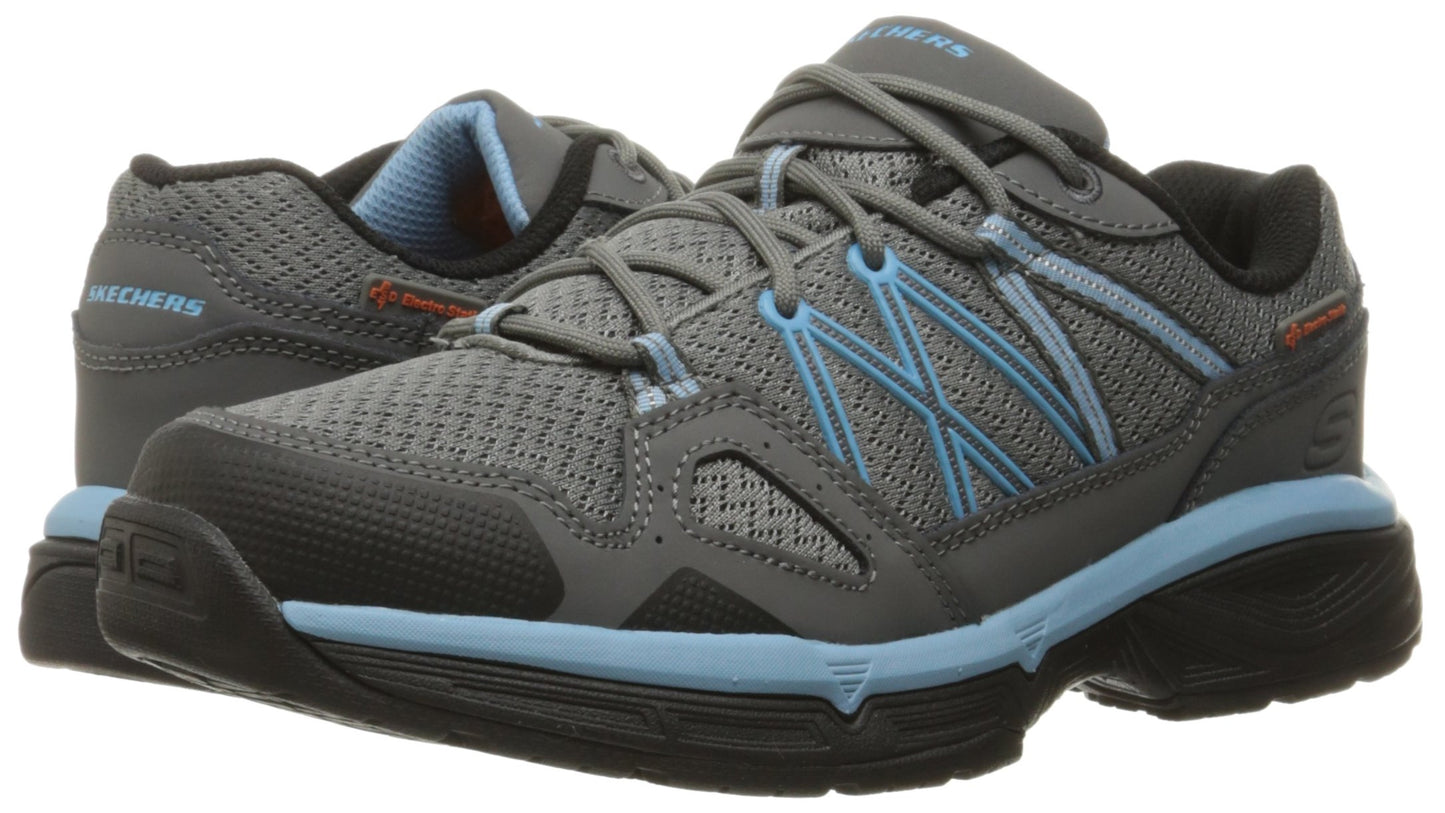 Skechers for Work Women's Conroe Abbenes Work Shoe,Gray/Blue,11 M US