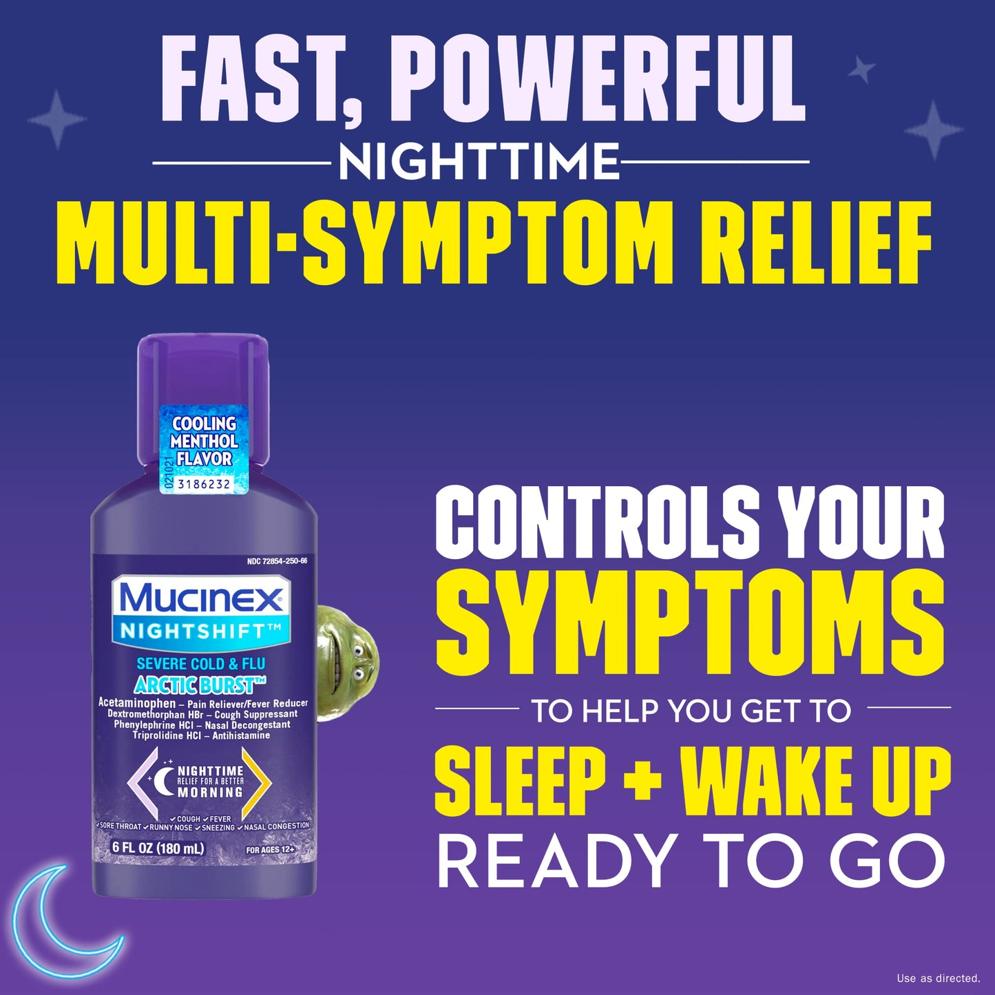 3 - 6oz Mucinex Nightshift Severe Cold & Flu Artic Burst 6oz Exp 9/2023