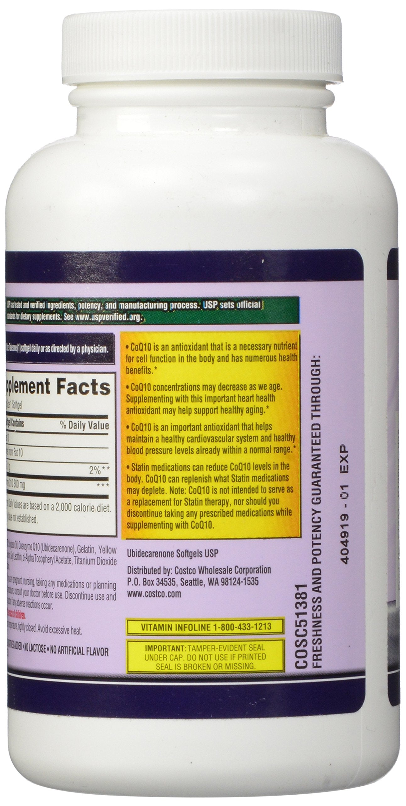 Kirkland Signature COQ10 100 Softgels, 300 mg, 6.4 Ounce Expires 9/2019