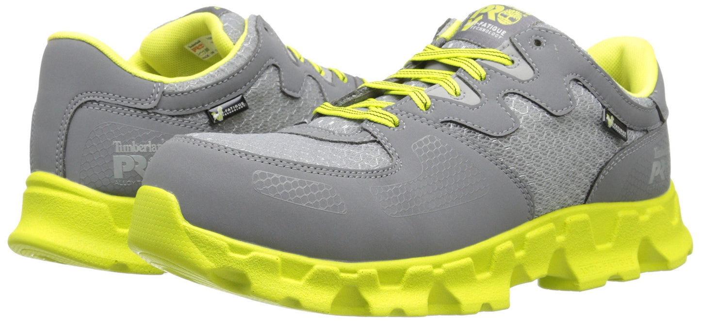 Timberland PRO Women's Powertrain Alloy Toe Grey/High Vis Green Microfiber,11 W