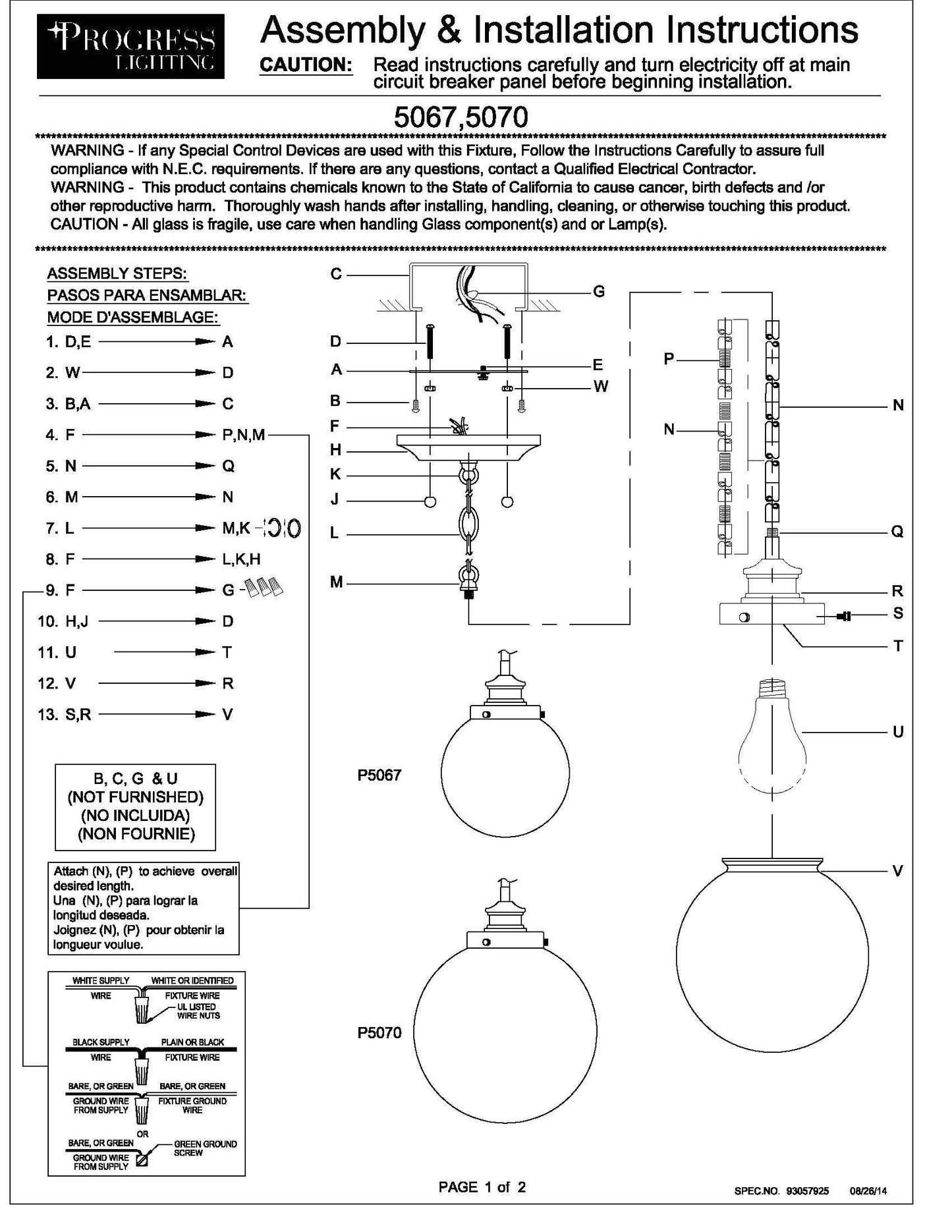 Progress Lighting P5067-137 Penn 1 Light Pendant