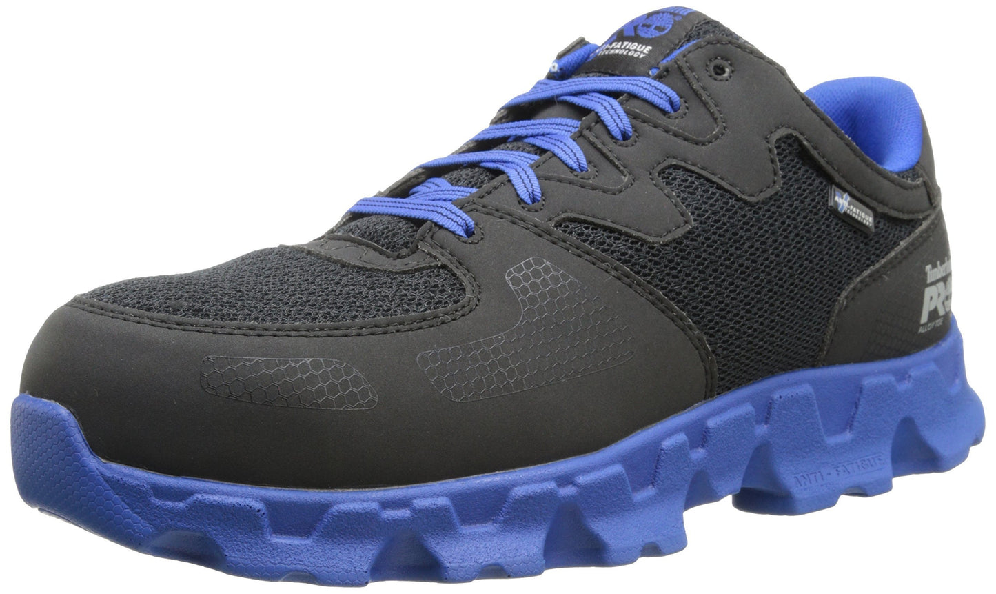 Timberland PRO Men's Powertrain Alloy Toe ESD Industrial Shoe,Black/Blue Microfiber And Textile,9.5 W US