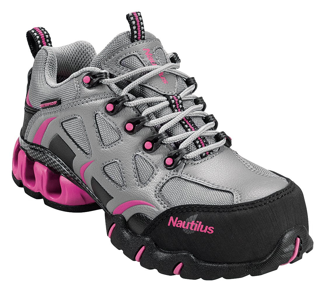 Nautilus 1851 Women's Comp Toe Waterproof EH Athletic Shoe,Grey/Pink,7.5 W US