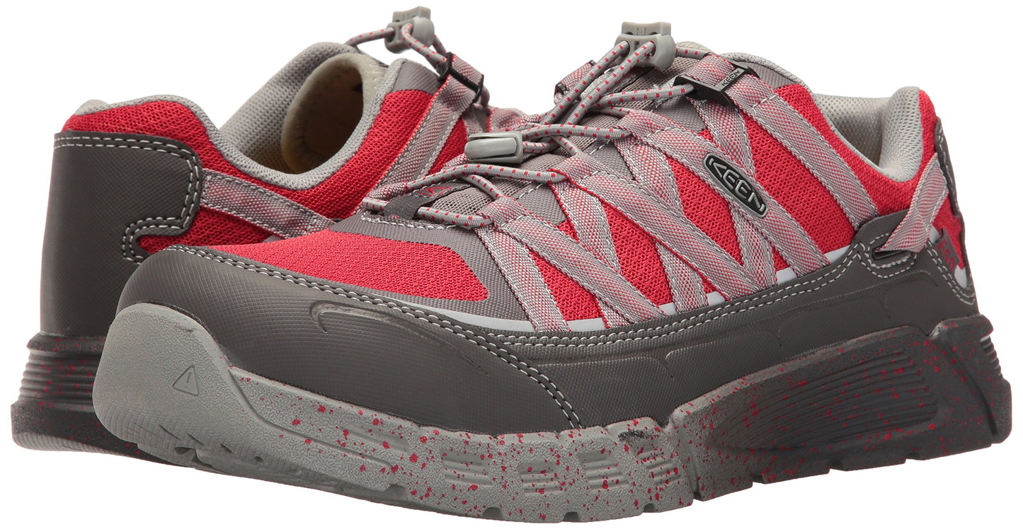 KEEN Utility Men's Asheville Alloy Toe ESD Industrial and Construction Shoe, Magnet/Racing Red, 11 D US