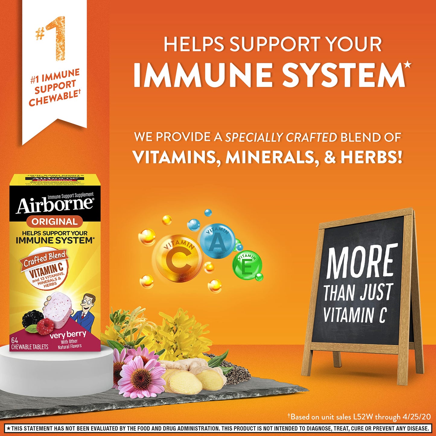 NEW Airborne Immune Support Berry Chewable Tablets Vitamin C 64 CT 11/23 NO BOX