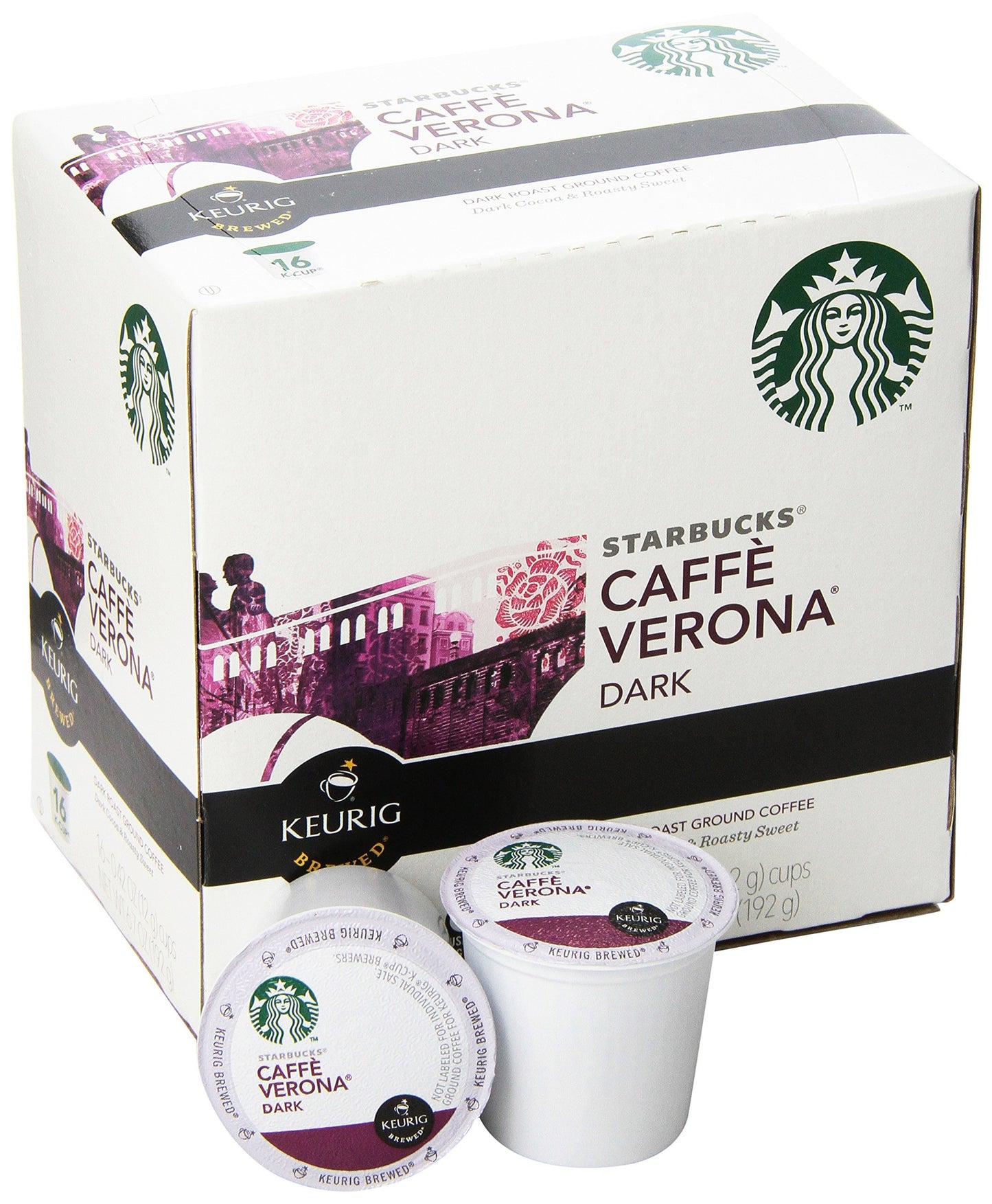 Starbucks Cafe Verona Dark Roast K-cups case of 4/16 (64 count) BB November 2019