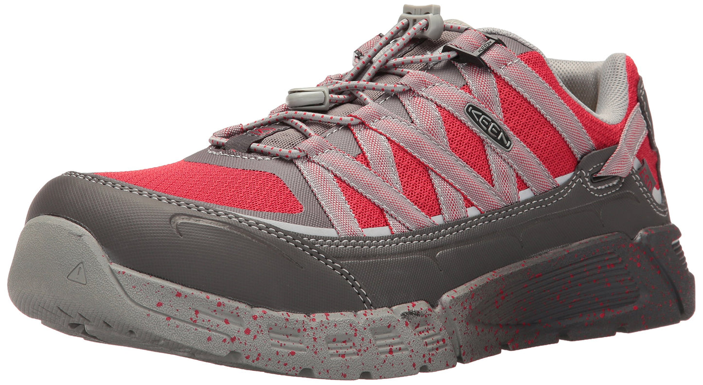 KEEN Utility Men's Asheville Alloy Toe ESD Industrial and Construction Shoe, Magnet/Racing Red, 11 D US