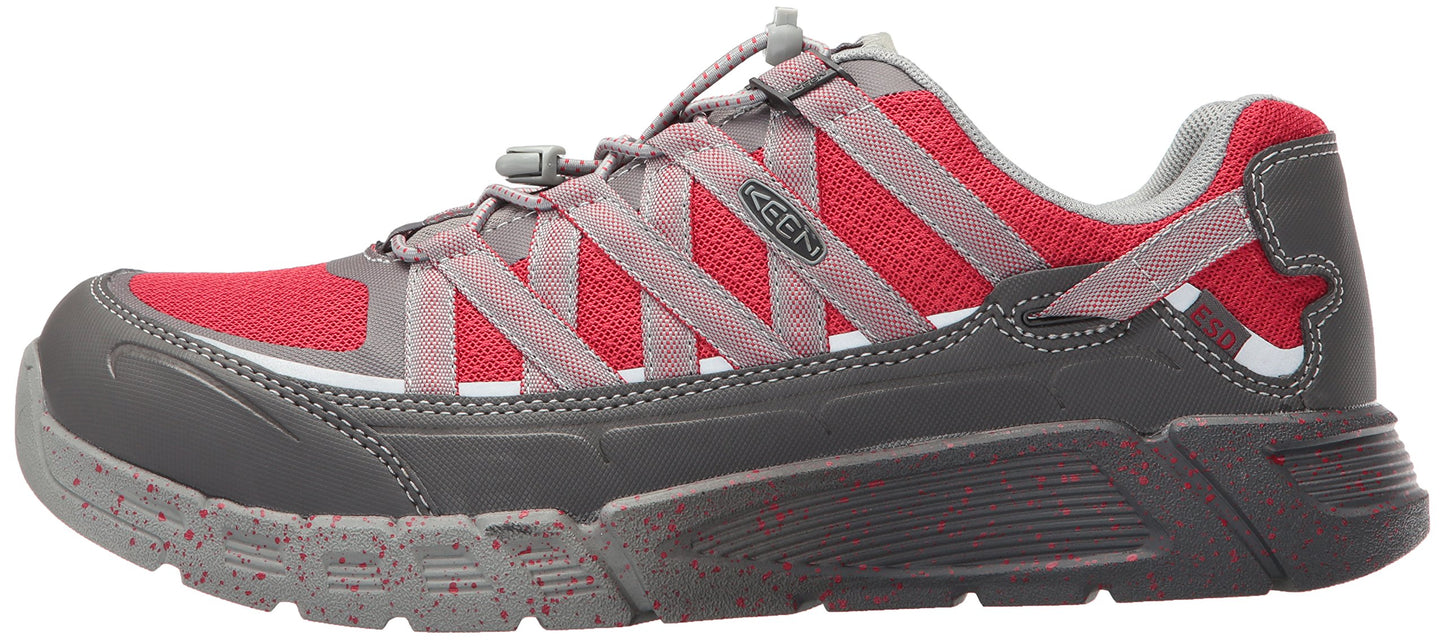 KEEN Utility Men's Asheville Alloy Toe ESD Industrial and Construction Shoe, Magnet/Racing Red, 11 D US