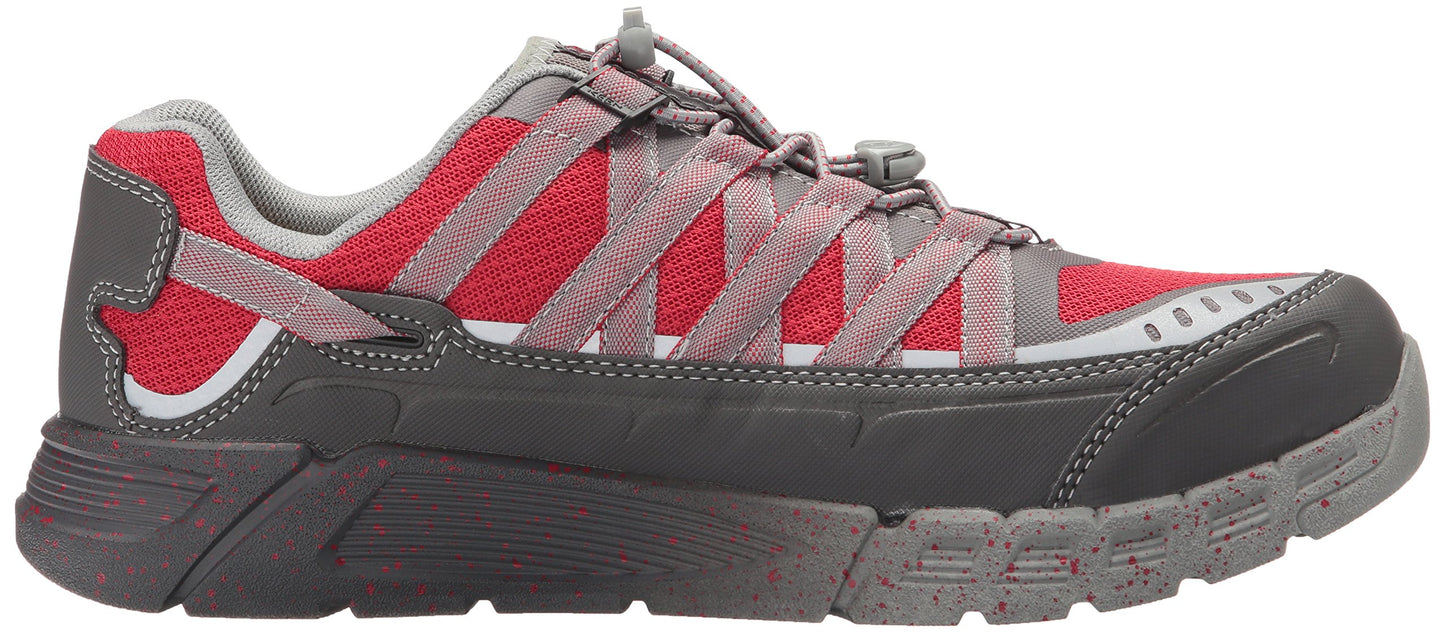 KEEN Utility Men's Asheville Alloy Toe ESD Industrial and Construction Shoe, Magnet/Racing Red, 11 D US