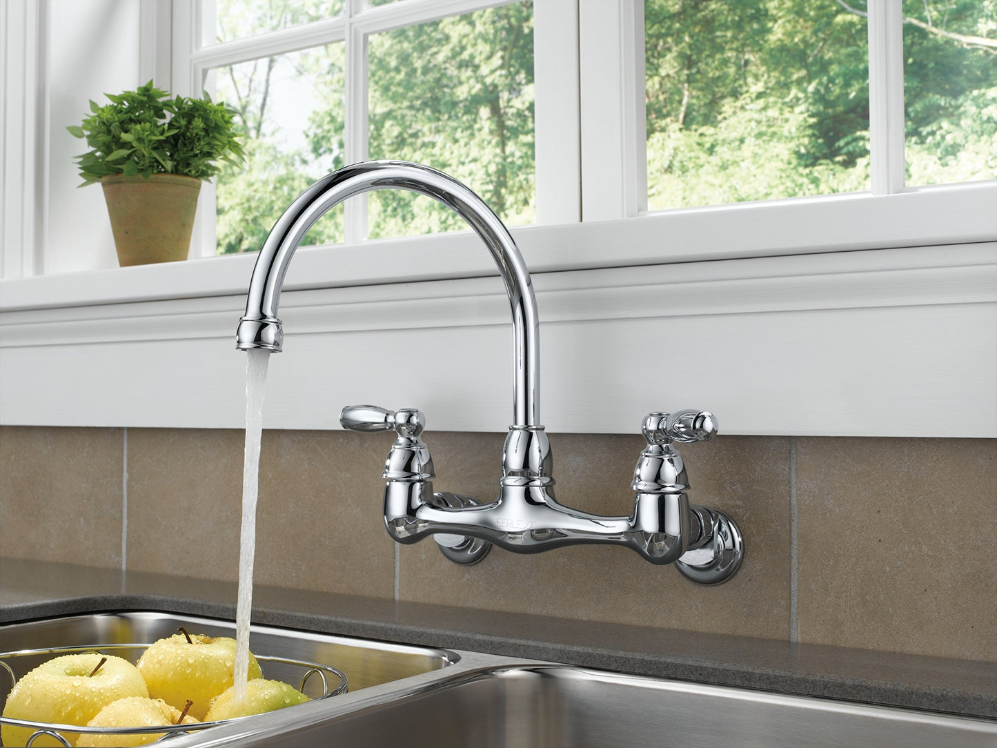 Peerless 2-Handle Wall Mount Kitchen Sink Faucet, Chrome P299305LF