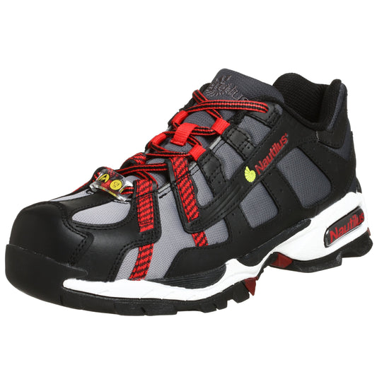 Nautilus 1317 ESD No Exposed Metal Safety Toe Athletic Shoe,Black/Silver/Red,8 W