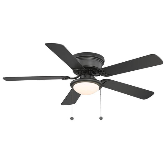 Hugger Low-profile Flush Mount 52 Inch Black Ceiling Fan W/Frosted Glass Light