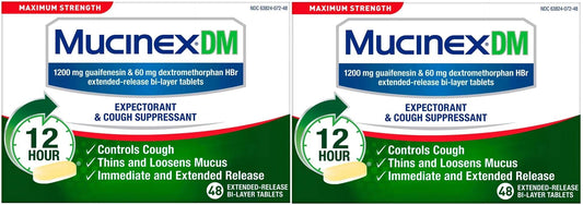 Mucinex Dm 12 Hour Cough & Chest Congestion (Maximum Strength) 96 Tablets 7/23