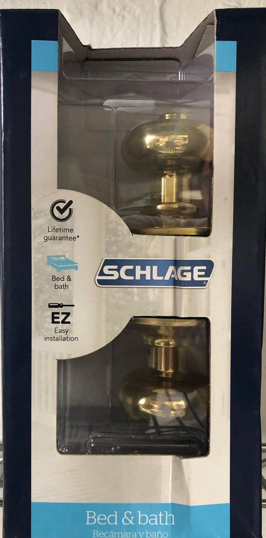 Schlage F40VPLY605 Plymouth Privacy Knob, Bright Brass