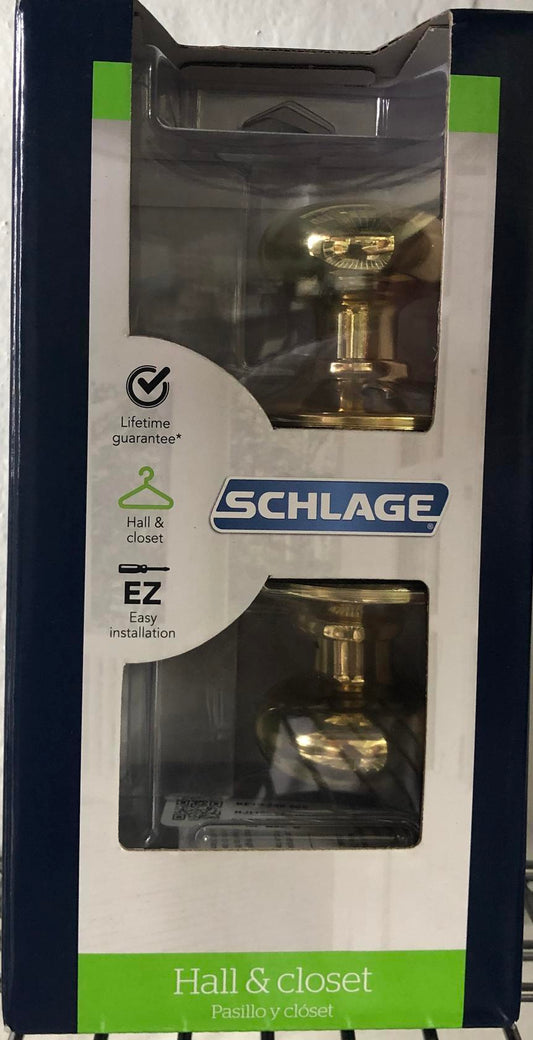 Schlage F10VPLY605 Plymouth Passage Knob, Bright Brass