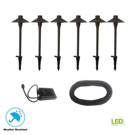 1.8-Watt Mediterranean Bronze-Metal Outdoor Integrated LED 3000K Landscape Path Light (6-Pack)