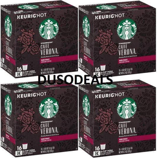 Starbucks Cafe Verona Dark Roast K-cups case of 4/16 (64 count) BB November 2019