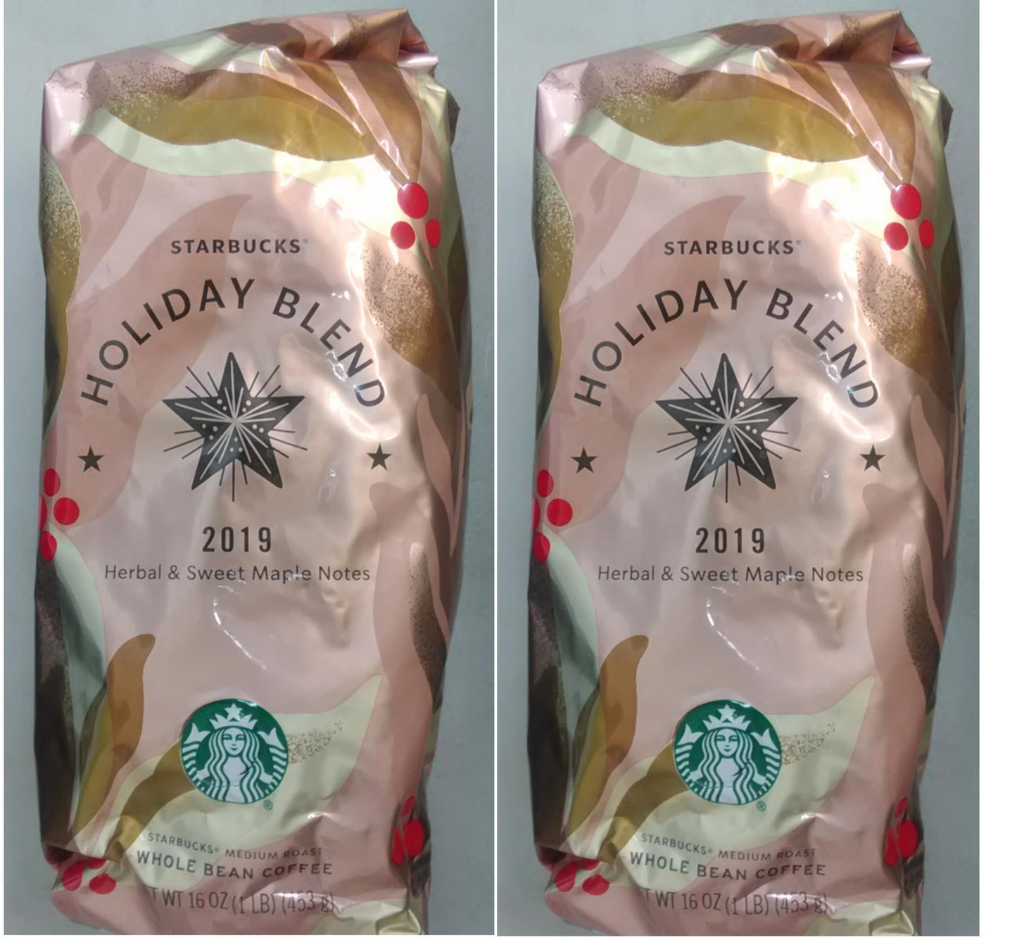 Starbucks 2019 Holiday Blend Coffee Whole Bean  - 1Lb bags **LOT of 2 BB 4/2020