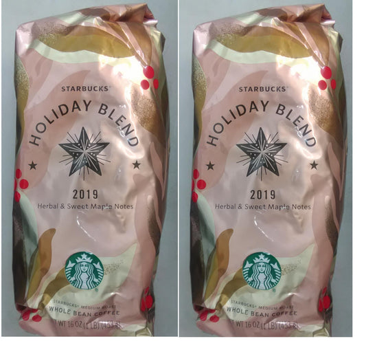 Starbucks 2019 Holiday Blend Coffee Whole Bean  - 1Lb bags **LOT of 2 BB 4/2020