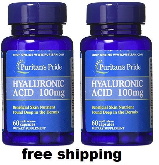 Puritans Pride Hyaluronic Acid 100 mg Capsules, 120 Count TOTAL