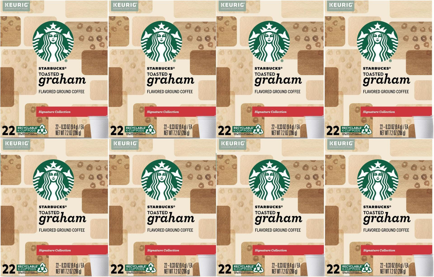 176 Starbucks K-Cups Toasted Graham  8 boxes x 22 Count Best By June 2020